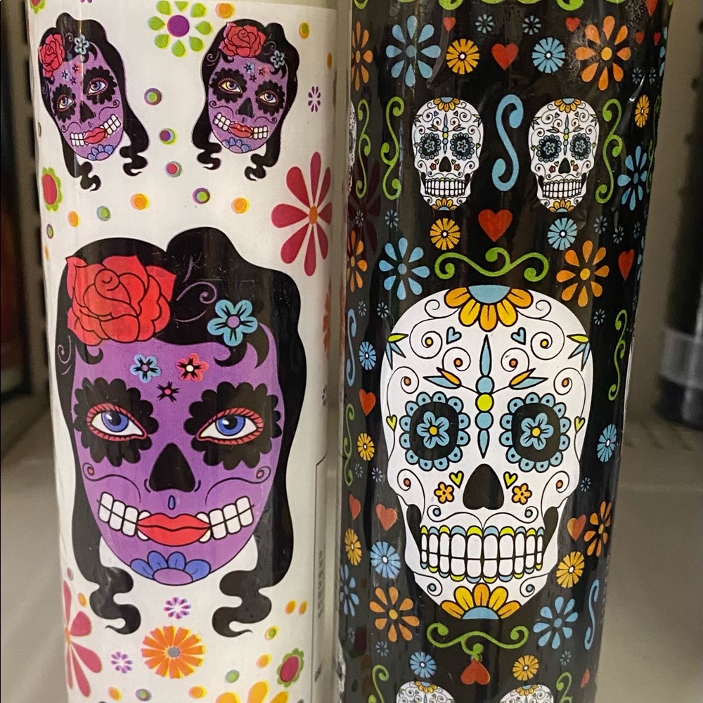 Day of the dead set of pillar candles
